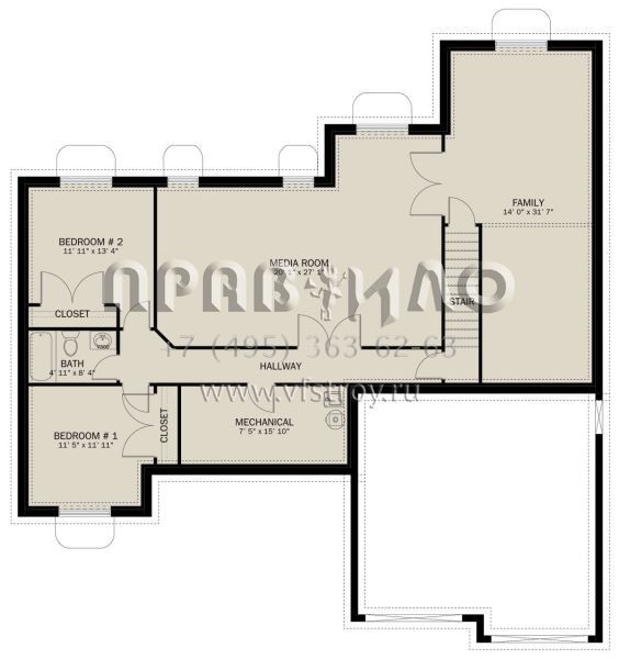 Проект одноэтажного дома с гаражом на две машины в стиле Ранчо S5-161 (2802-00247)