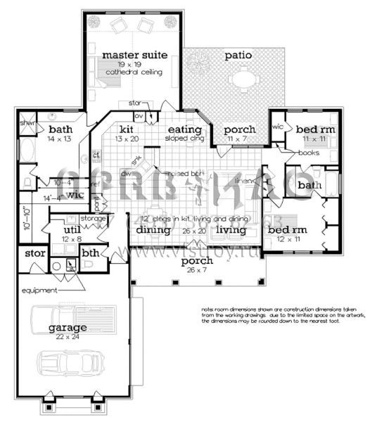 Проект одноэтажного дома с гаражом на две машины в американском стиле S5-194 (048-00265)