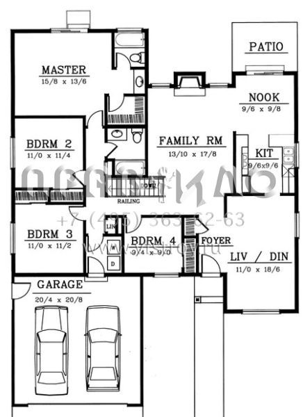 Проект одноэтажного дома с гаражом на две машины в стиле Ранчо S5-160 (692-00051)
