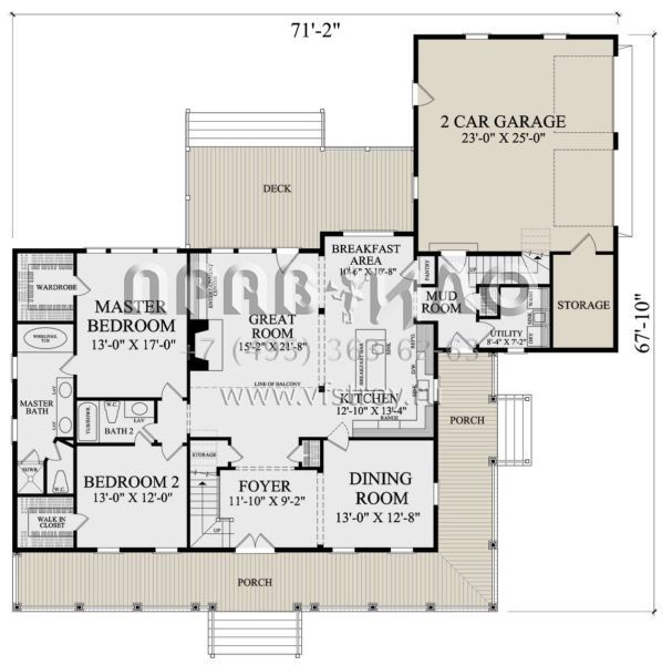 Проект двухэтажного дома с гаражом на две машины в стиле Ранчо S5-237 (7922-00247)