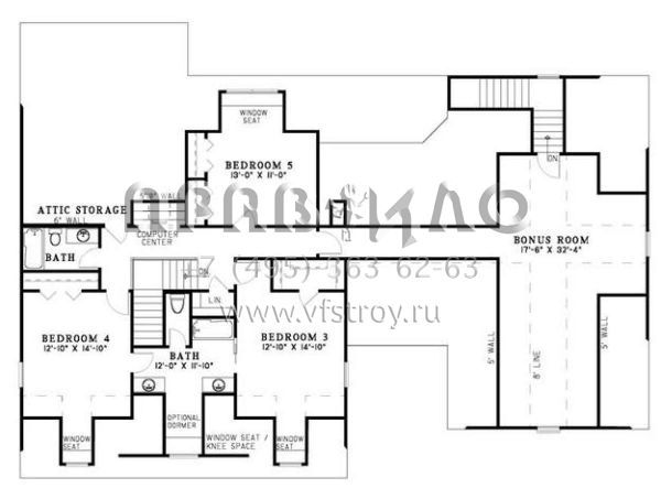 Проект двухэтажного дома с гаражом на две машины в стиле Ранчо S5-293 (110-00453)