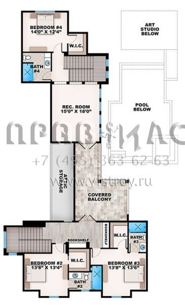 Проект двухэтажного дома с гаражом на три и более машин в прибрежном стиле S5-402 (207-00039)