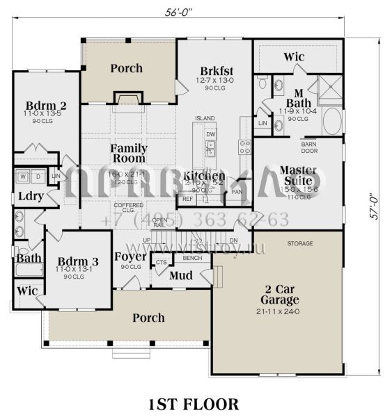 Проект одноэтажного дома с гаражом на две машины в современном стиле S5-186 (009-00289)