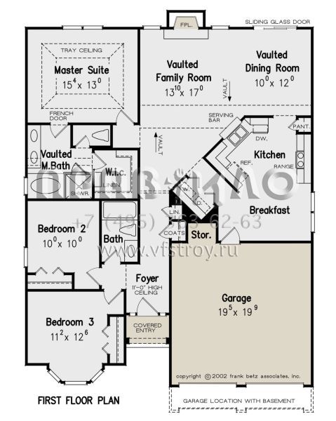Проект одноэтажного дома с гаражом на две машины в стиле Ранчо S5-140 (8594-00424)