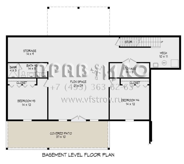 Проект одноэтажного дома с гаражом на три и более машин в стиле Ранчо S5-308 (940-00848)