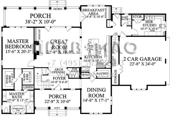 Проект двухэтажного дома с гаражом на две машины в классическом стиле S5-395 (7922-00234)
