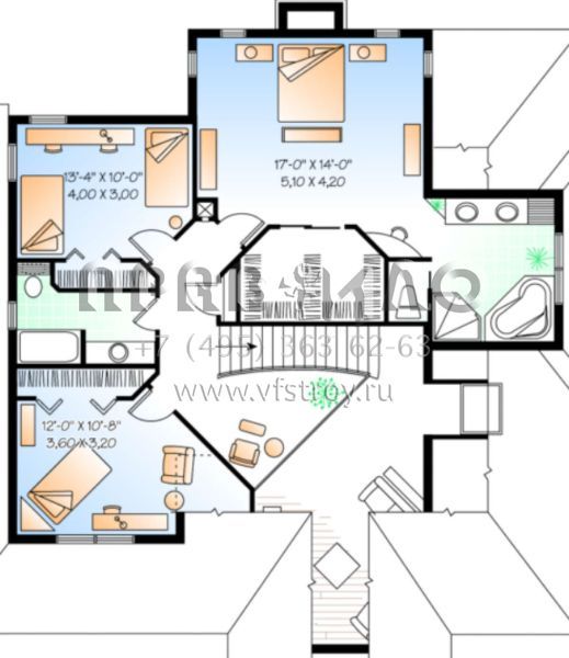 Проект двухэтажного дома с гаражом на две машины в стиле Ранчо S5-228 (034-00082)