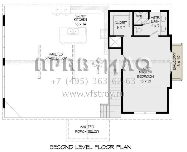 Проект двухэтажного дома без гаража в стиле Шале S5-182 (940-00545)