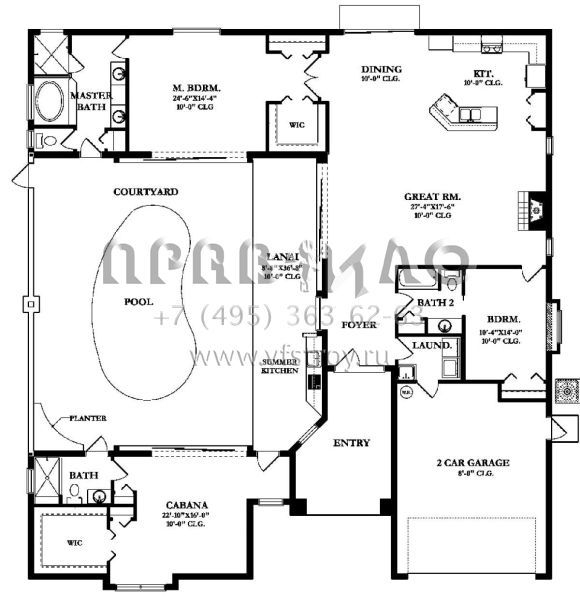 Проект одноэтажного дома с гаражом на две машины в прибрежном стиле S5-220 (3978-00068)