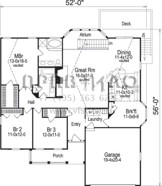Проект одноэтажного дома с гаражом на две машины в стиле Ранчо S5-226 (5633-00070)