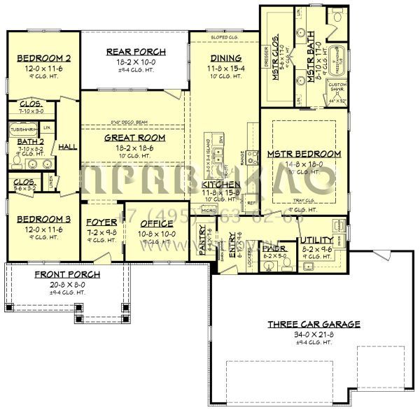 Проект одноэтажного дома с гаражом на три и более машин в современном стиле S5-207 (041-00213)