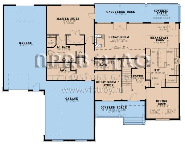 Проект двухэтажного дома с гаражом на три и более машин в американском стиле S5-416 (8318-00240)
