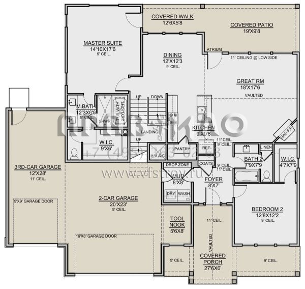 Проект одноэтажного дома с гаражом на три и более машин в современном стиле S5-152 (7306-00030)