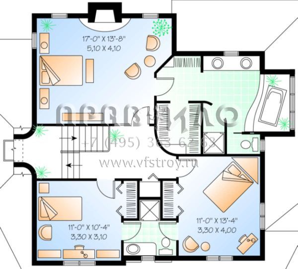 Проект двухэтажного дома с гаражом на две машины в стиле Ранчо S5-213 (034-00038)