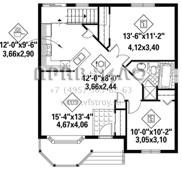 Проект одноэтажного дома без гаража в стиле Ранчо S5-79 (6146-00305)