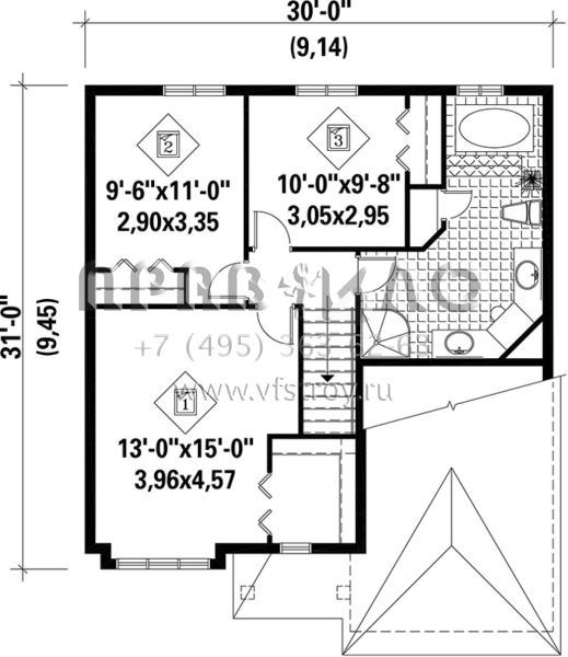 Проект двухэтажного дома с гаражом на одну машину в английском стиле S5-138 (6146-00159)
