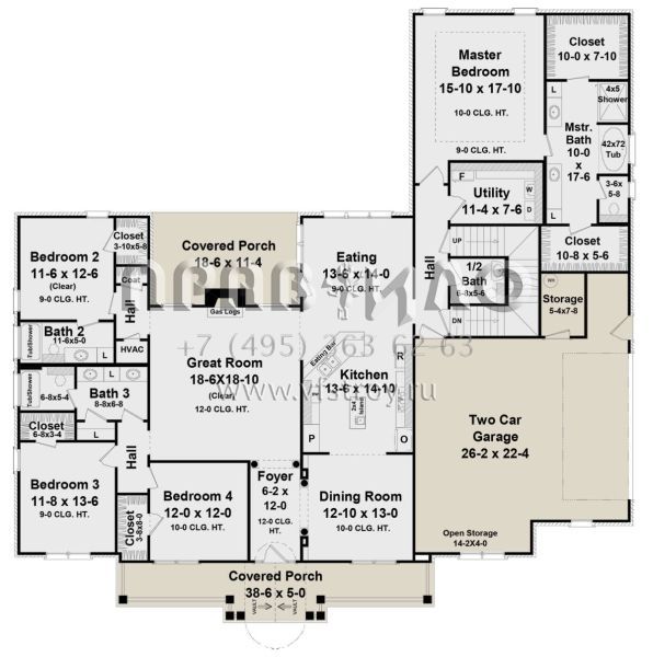 Проект одноэтажного дома с гаражом на две машины в стиле Ранчо S5-257 (348-00160)
