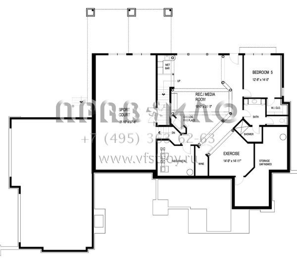 Проект двухэтажного дома с гаражом на три и более машин в американском стиле S5-472 (036-00211)
