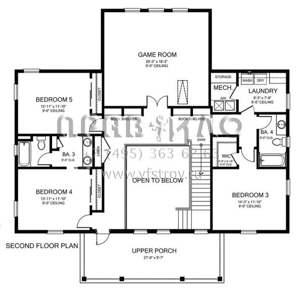 Проект одноэтажного дома с гаражом на три и более машин в стиле Особняк S5-511 (3978-00189)