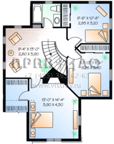 Проект двухэтажного дома с гаражом на две машины в стиле Ранчо S5-218 (034-00017)