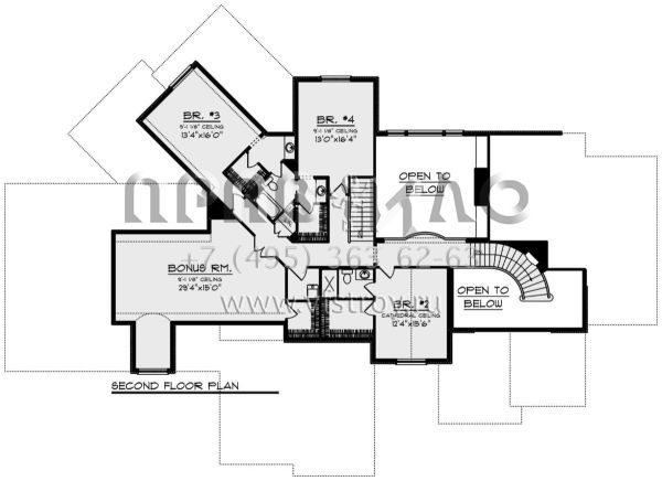 Проект двухэтажного дома с гаражом на три и более машин в американском стиле S5-707 (1020-00355)
