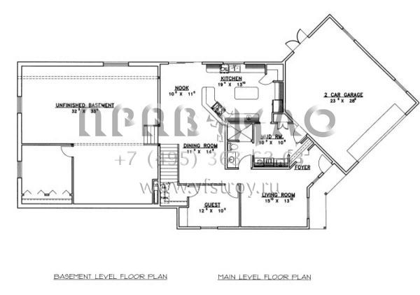 Проект двухэтажного дома с гаражом на две машины в скандинавском стиле S5-228 (039-00507)