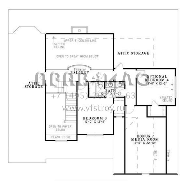Проект двухэтажного дома с гаражом на две машины в стиле Ранчо S5-230 (110-00718)