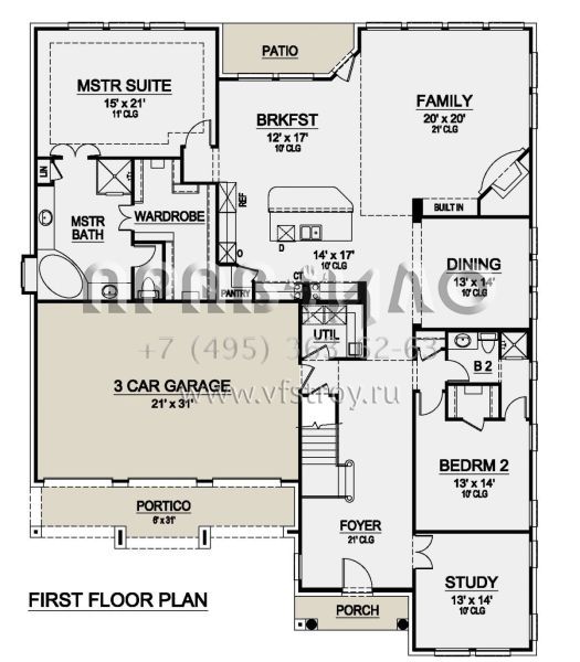Проект двухэтажного дома с гаражом на три и более машин в английском стиле S5-474 (5445-00454)