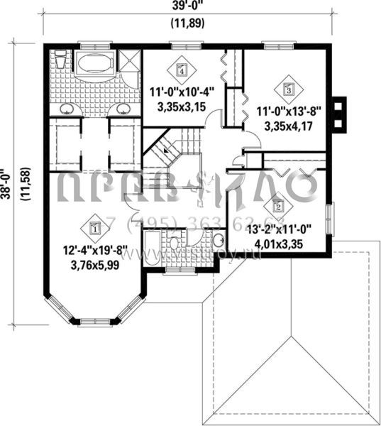 Проект двухэтажного дома с гаражом на две машины в английском стиле S5-234 (6146-00199)