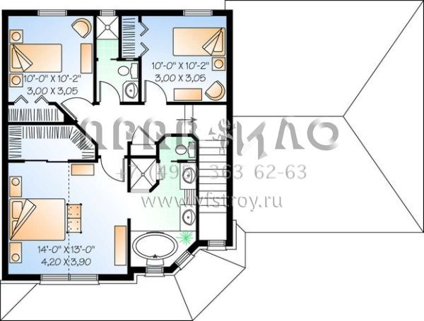 Проект двухэтажного дома с гаражом на две машины в стиле Ранчо S5-156 (034-00837)
