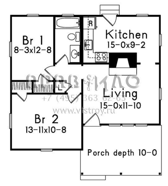 Проект одноэтажного дома без гаража в стиле Ранчо S5-68 (5633-00322)