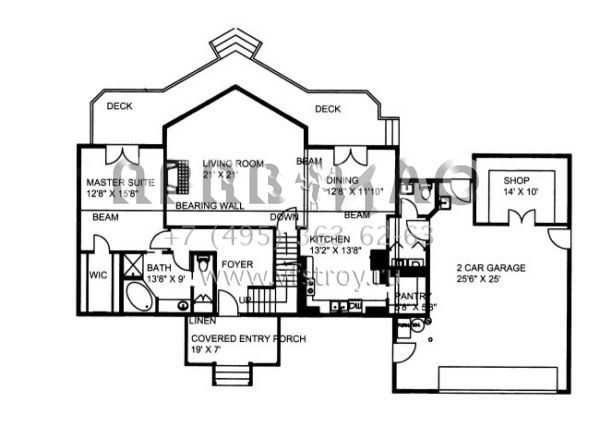 Проект двухэтажного дома с гаражом на две машины в скандинавском стиле S5-213 (039-00537)