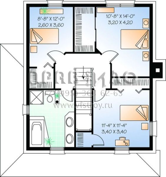 Проект двухэтажного дома без гаража в стиле Ранчо S5-145 (034-00933)