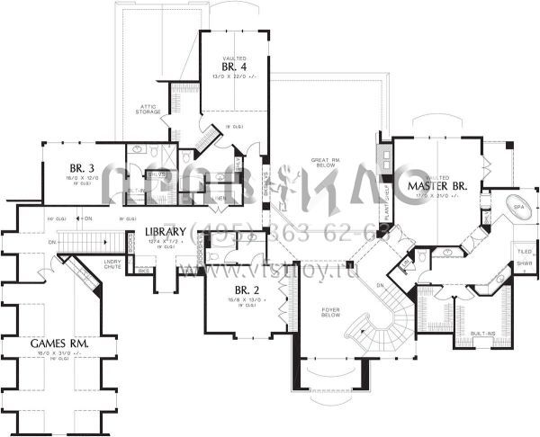 Проект двухэтажного дома с гаражом на три и более машин в английском стиле S5-728 (2559-00610)