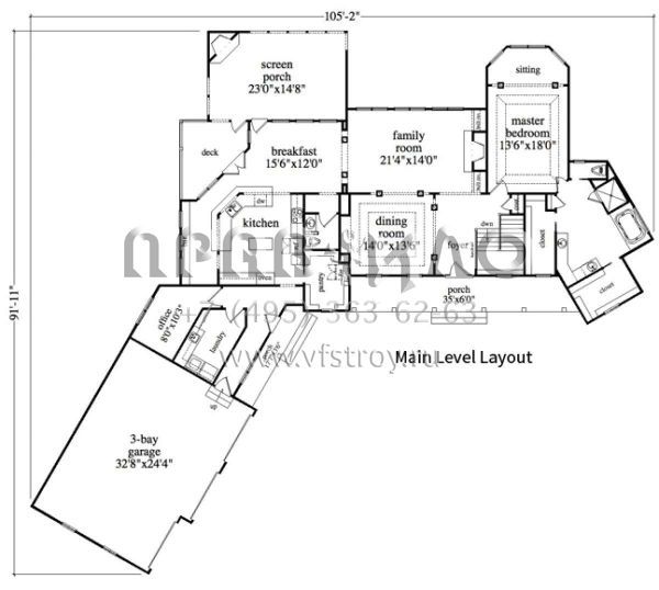 Проект одноэтажного дома с гаражом на две машины в американском стиле S5-227 (957-00065)