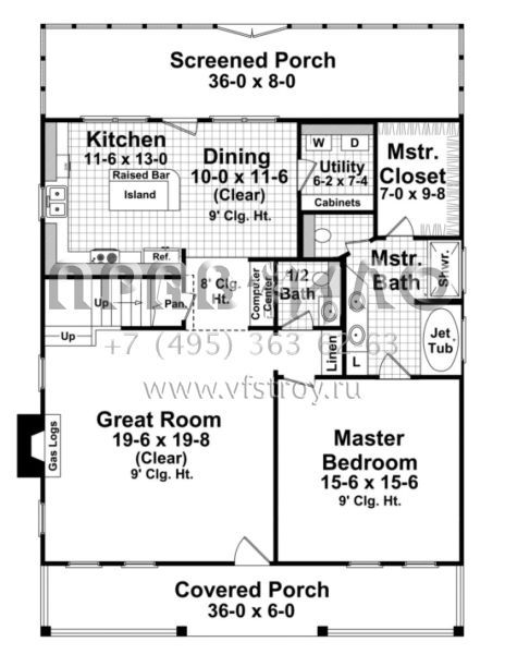 Проект двухэтажного дома с гаражом на две машины в стиле Ранчо S5-177 (348-00177)