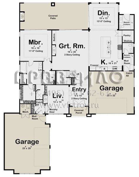 Проект двухэтажного дома с гаражом на три и более машин в прибрежном стиле S5-315 (963-00658)