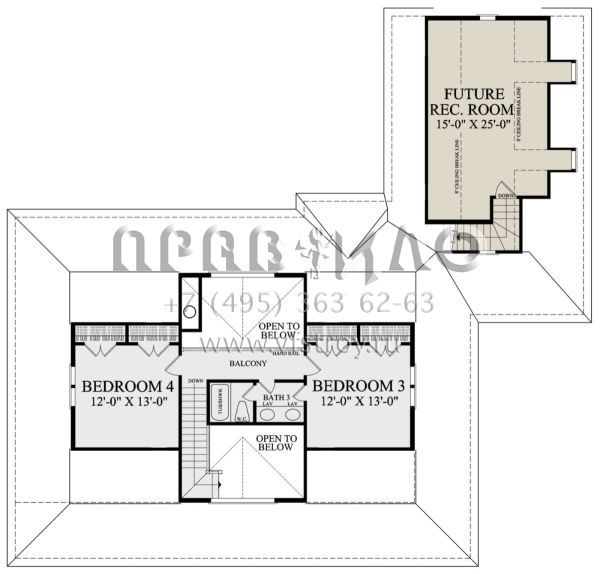 Проект двухэтажного дома с гаражом на две машины в стиле Ранчо S5-237 (7922-00247)
