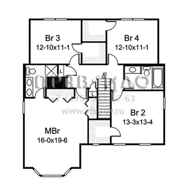 Проект двухэтажного дома с гаражом на две машины в стиле Ранчо S5-237 (5633-00436)