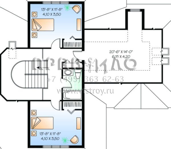 Проект двухэтажного дома с гаражом на одну машину в стиле Ранчо S5-205 (034-00022)