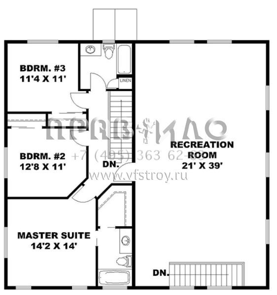 Проект двухэтажного дома с гаражом на две машины в стиле Ранчо S5-236 (039-00694)