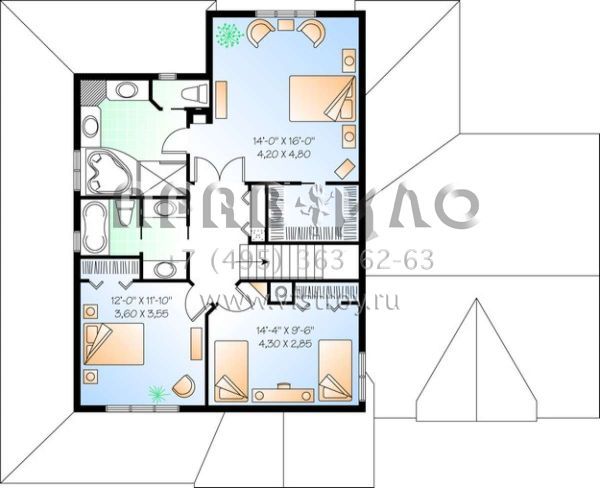 Проект двухэтажного дома с гаражом на две машины в стиле Ранчо S5-209 (034-00827)