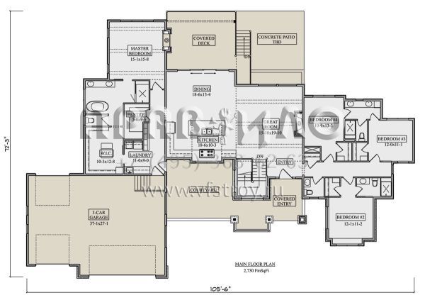 Проект одноэтажного дома с гаражом на три и более машин в современном стиле S5-254 (5631-00241)