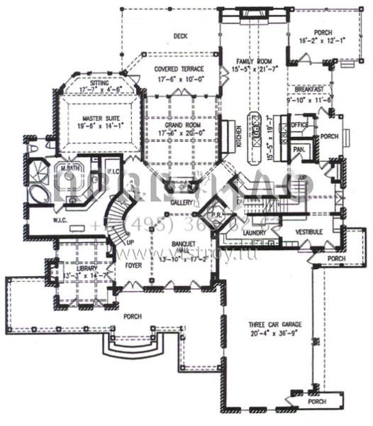 Проект двухэтажного дома с гаражом на три и более машин в современном стиле S5-491 (699-00062)