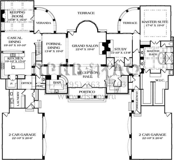 Проект трехэтажного дома с гаражом на три и более машин в английском стиле S5-755 (3323-00558)