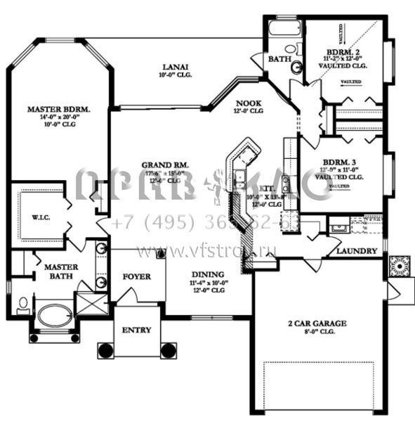 Проект одноэтажного дома с гаражом на две машины в прибрежном стиле S5-183 (3978-00032)