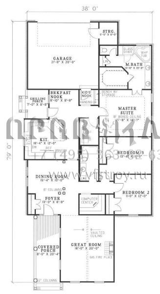 Проект одноэтажного дома с гаражом на две машины в стиле Ранчо S5-183 (110-00248)
