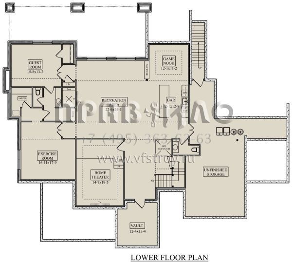 Проект двухэтажного дома с гаражом на три и более машин в стиле Ранчо S5-519 (5631-00211)