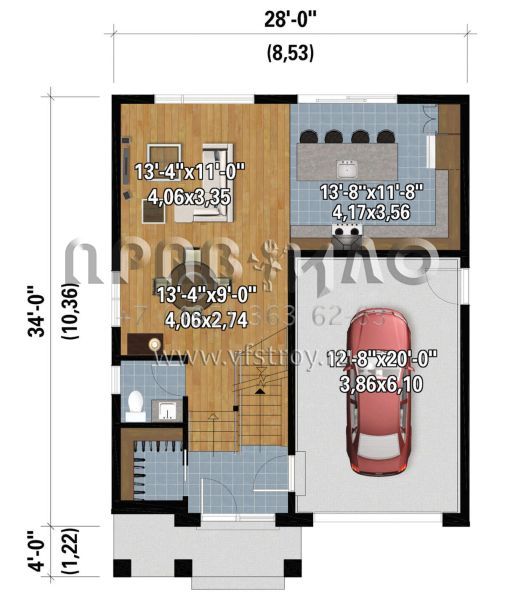 Проект двухэтажного дома с гаражом на одну машину в современном стиле S5-149 (6146-00534)