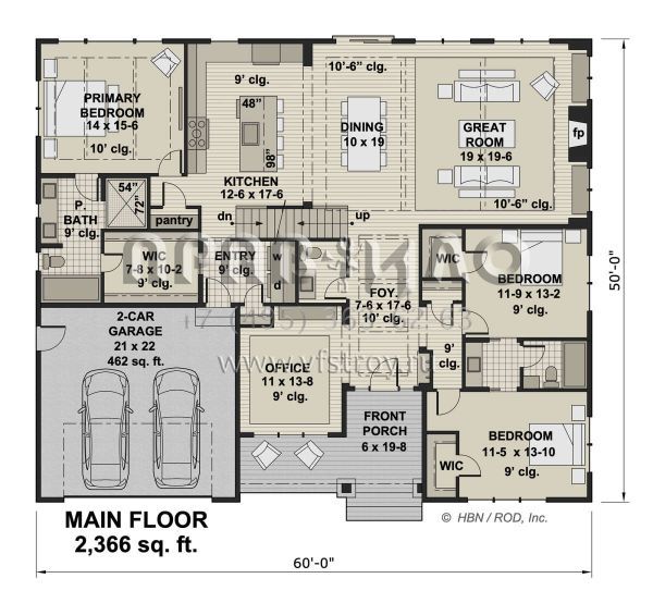 Проект одноэтажного дома с гаражом на две машины в современном стиле S5-220 (098-00400)